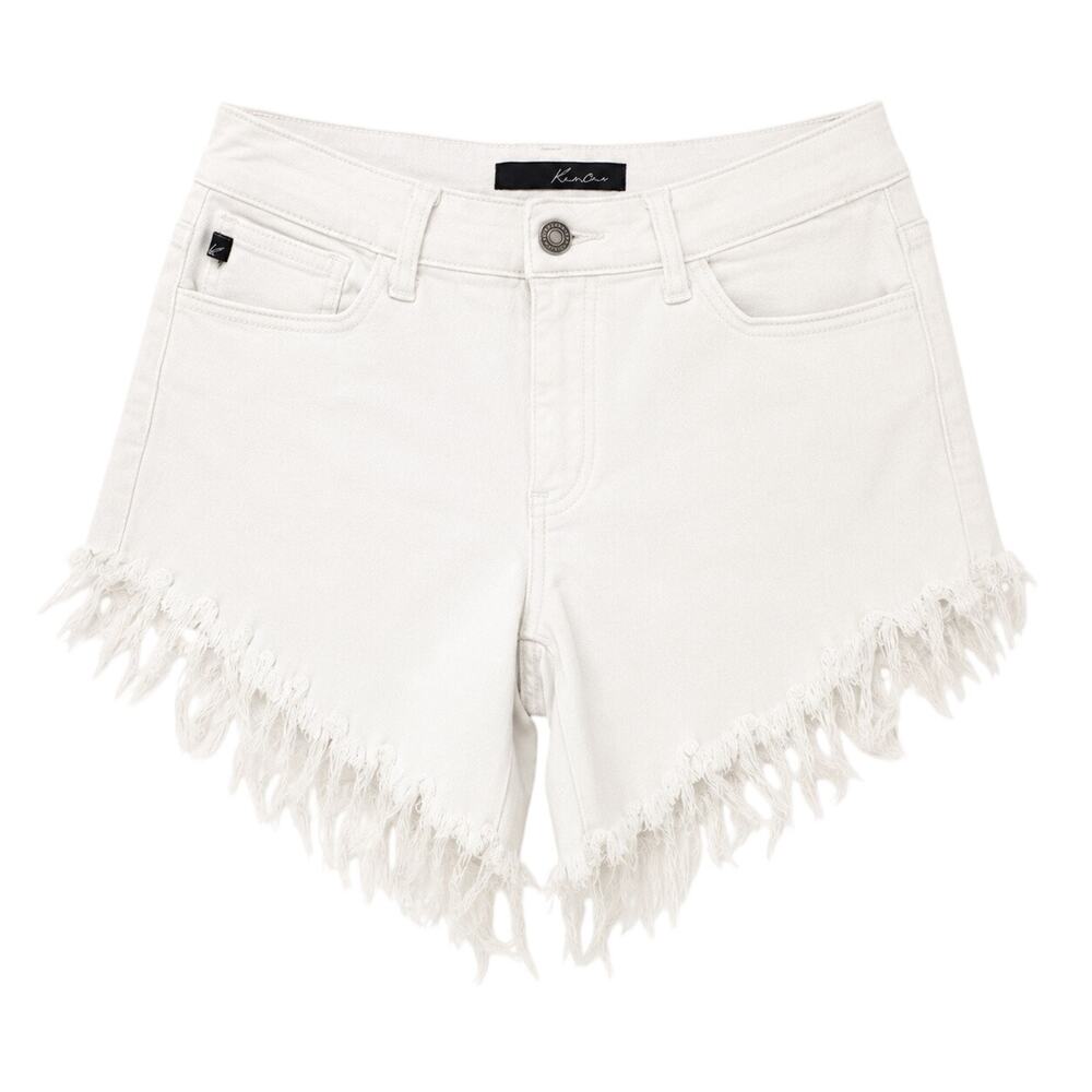 Kancan White High Rise Distressed Cutoff Denim Shorts Women’s Size 5/26